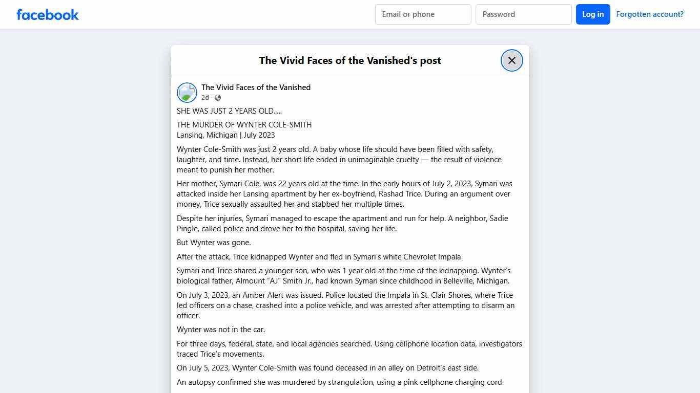 SHE WAS JUST 2 YEARS... - The Vivid Faces of the Vanished Facebook