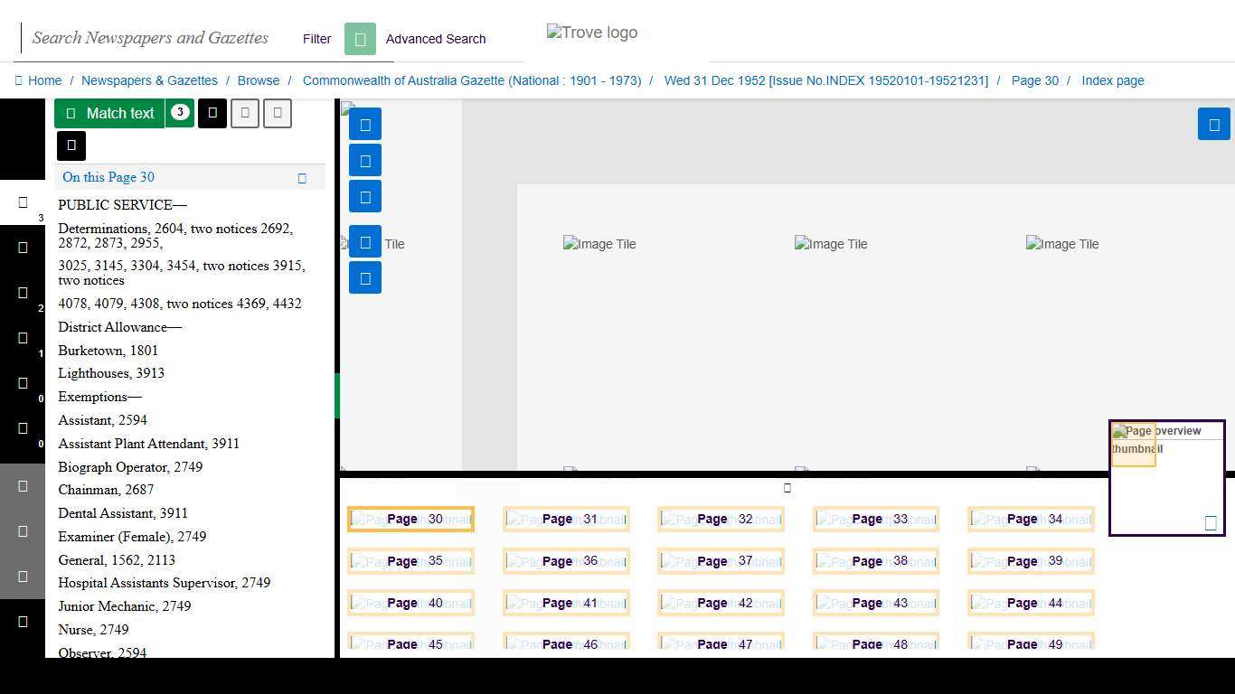 31 Dec 1952 - Index page - Trove